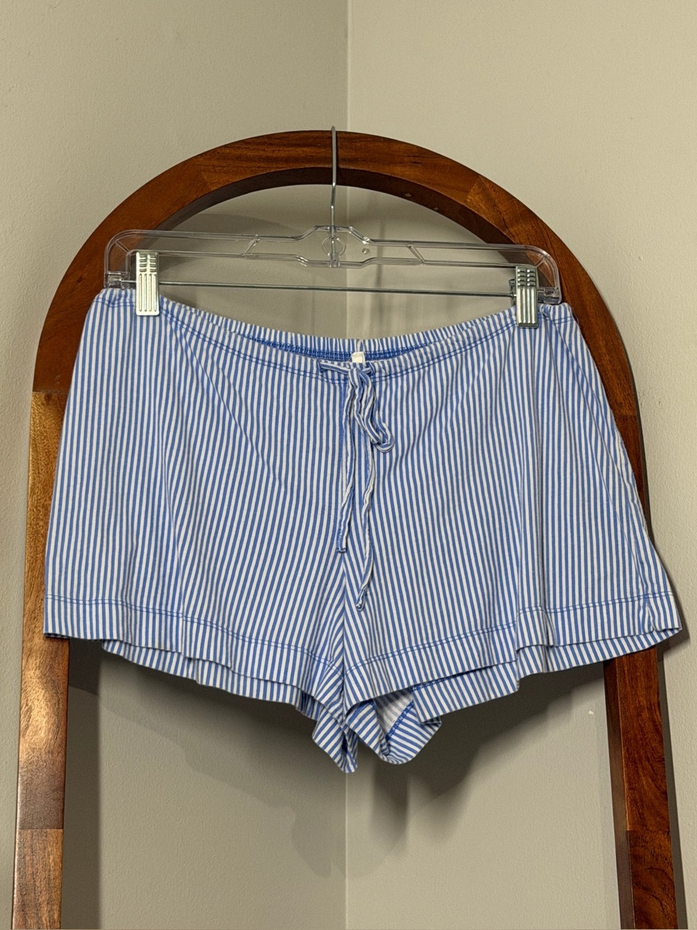 Lauren Ralph Lauren MEDIUM Blue White Stripe 100% Cotton Stretch Knit Pajama Set - Picture 4 of 10